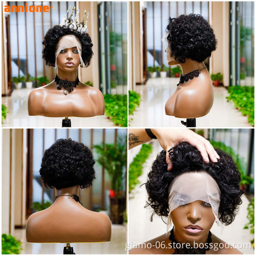 Perruque pixie cut human hair wig for black women,wholesale glueless 13x4 LACE FRONT peruvian bob wig,short HAIR pixie curls wig